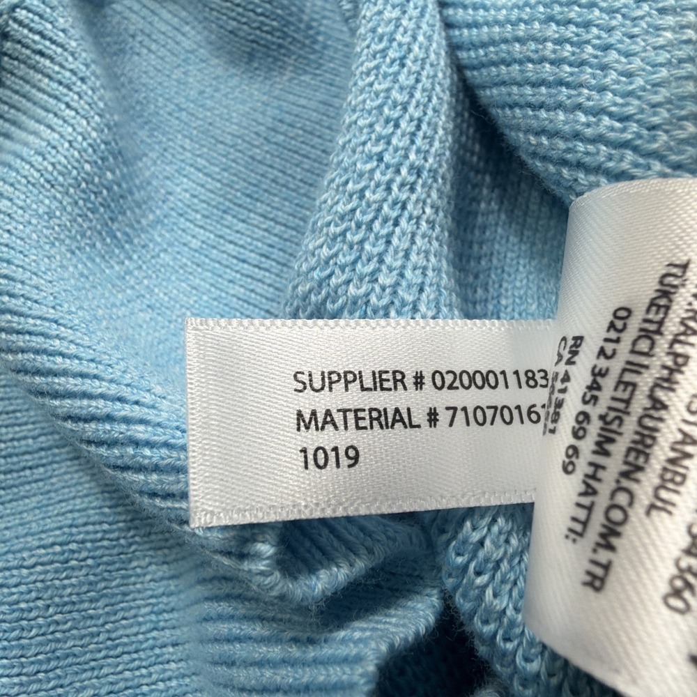 POLO RALPH LAUREN Sweater Mens XL 1/4 Zip Mock Neck Pullover Pima Cotton Blue - Picture 7 of 8